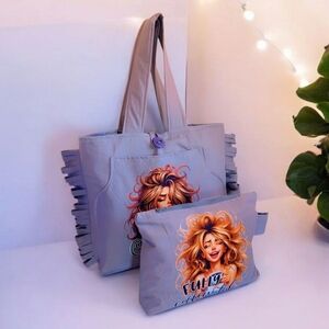 Trendy Gray Tote with Artistic Design